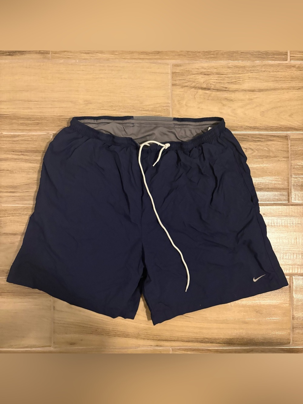 Nike Dri-FIT Running Shorts Navy Blue 5" Inseam Men's Medium Back Zip Pocket